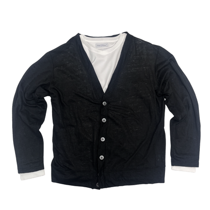 NEW DRESS CARDIGAN (LUXE LINEN) SMOKY BLACK