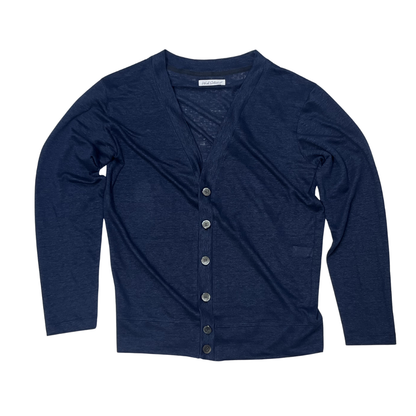 NEW DRESS CARDIGAN (LUXE LINEN) SMOKY NAVY
