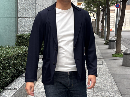 CARDI JACKET (SUPER120's WOOL) - ROYAL NAVY